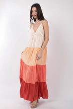 Load image into Gallery viewer, VERY J Color Block Tiered Maxi Cami Dress