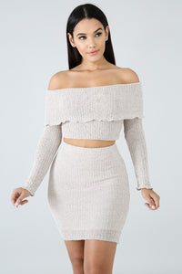 Off the Shoulder Fun Skirt Set