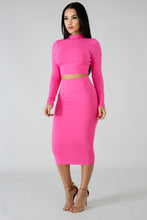 Load image into Gallery viewer, Pink Long Sleeve Crop Top Set