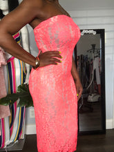 Load image into Gallery viewer, Neon Pink Tube Lace Dress