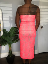 Load image into Gallery viewer, Neon Pink Tube Lace Dress