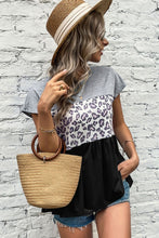 Load image into Gallery viewer, Leopard Color Block Babydoll Tee Shirt
